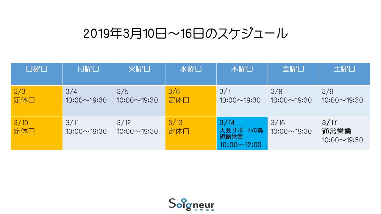 3月13日から3月16日のスケジュール